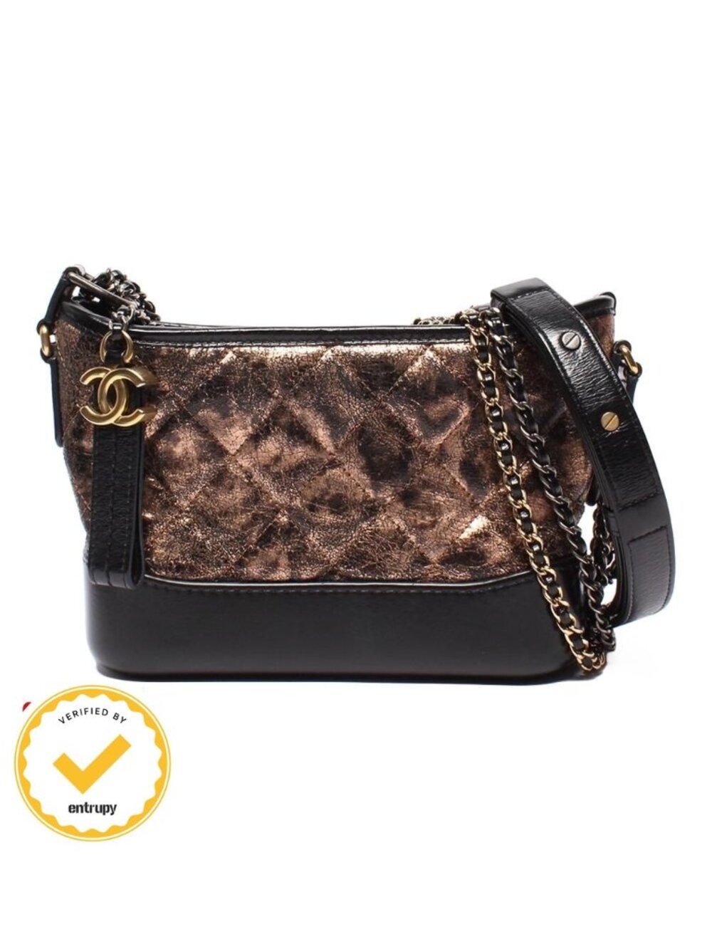 Chanel Shoulder Bag Hobo Small Silver Gold Bag Gabrielle de Quilted